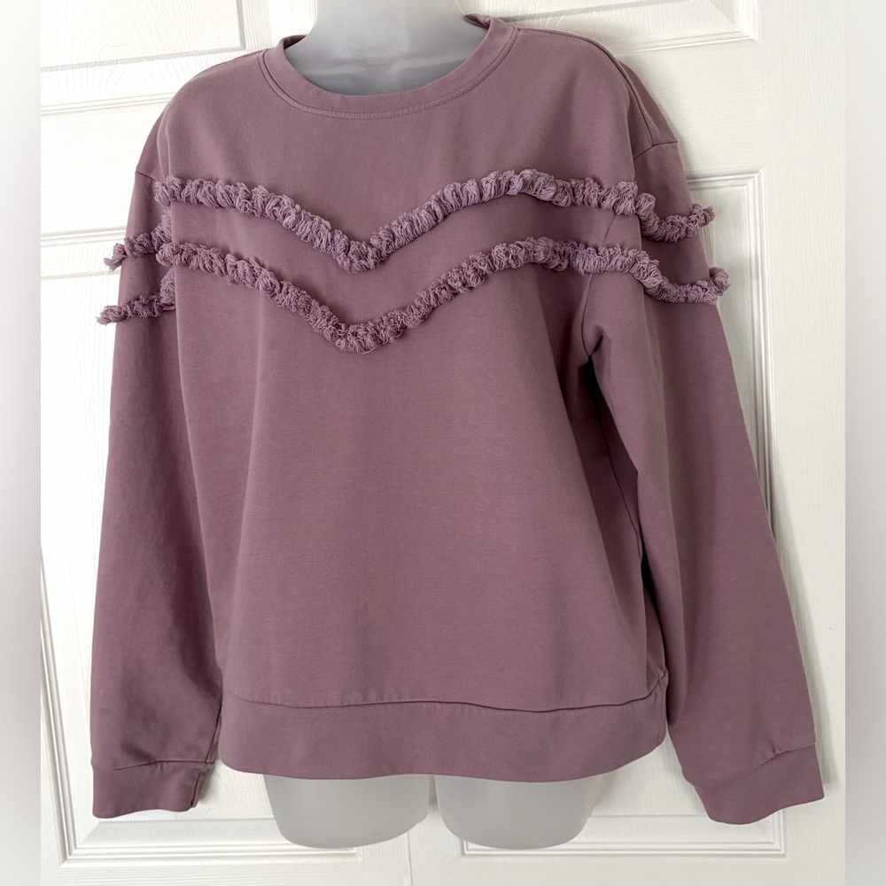 Ellison Top Sweatshirt Women’s Fringe Boho Western Lavender size Large